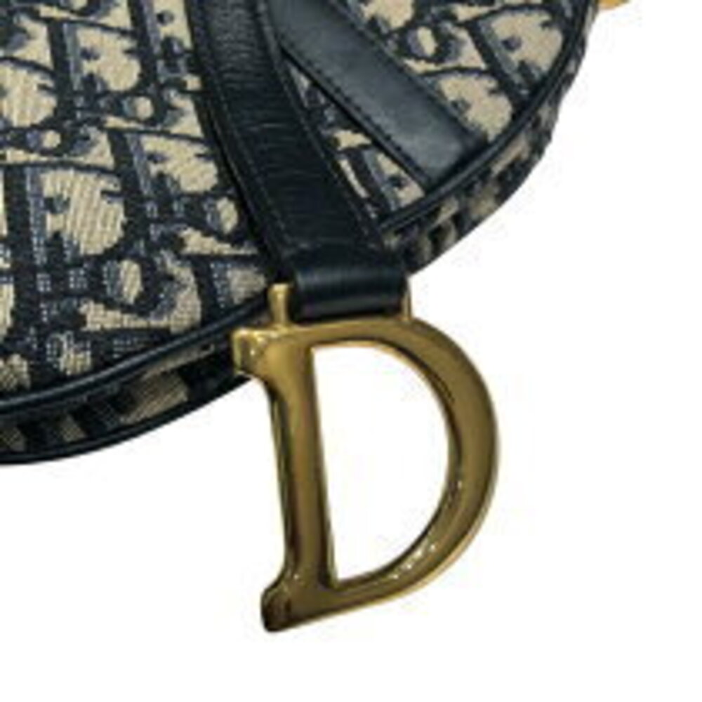 Christian Dior Saddle Bag Navy Blue Jacquard Handbag - Picture 8 of 9